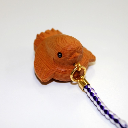 根付　ふくら雀　【一位一刀彫】《鷲塚彫刻》